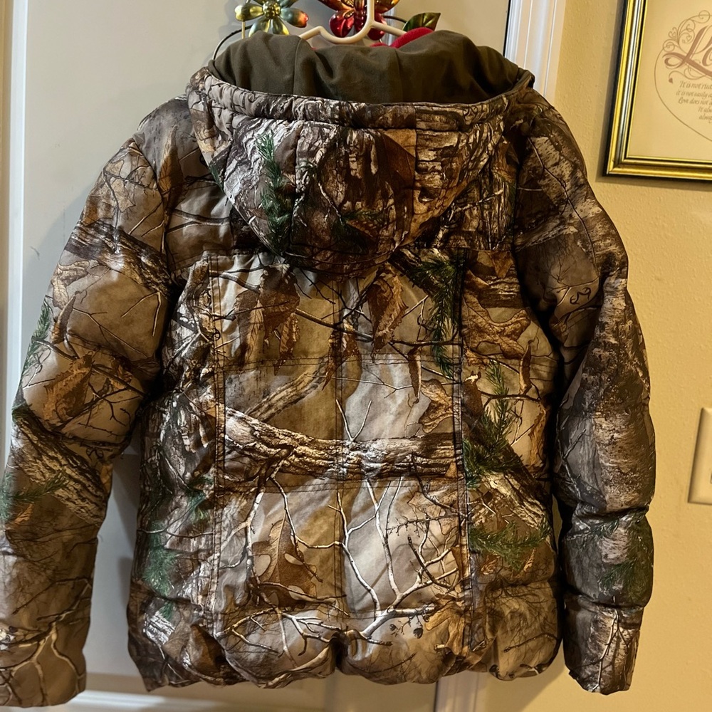 Womens Sz L Real Tree Hooded Camo Coat